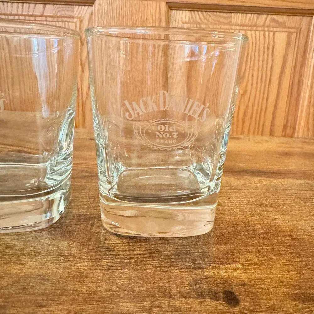 Jack Daniels Whiskey Tumbler Rock Cocktail Glasses Set of 2 Heavy Base